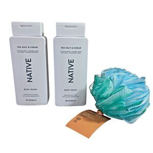 Native Sea Salt and Cedar Body Wash Sulfate Dye Paraben Free Bundle